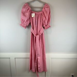 NEW Dondolo x Pencil + Paper Co Red White Stripe Square Neck Midi Dress Medium